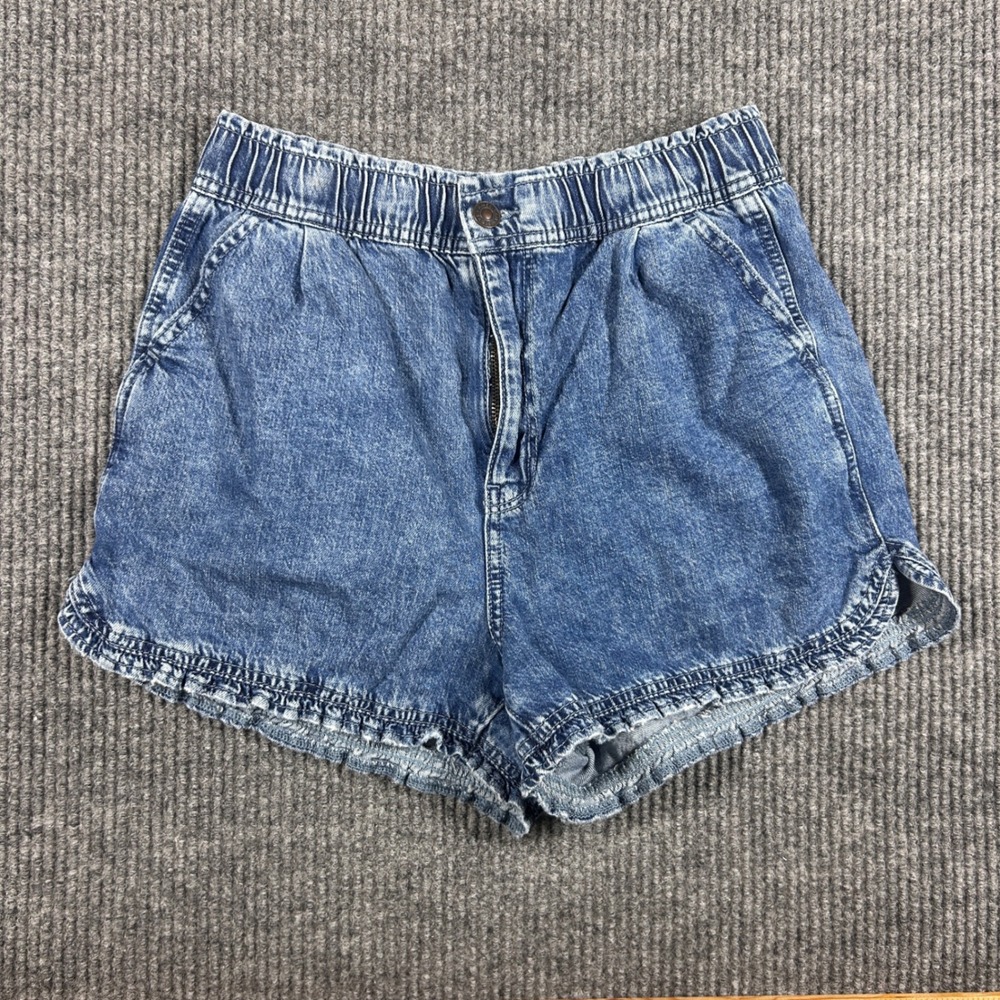 American Eagle Shorts Womens 4 Outfitters Mom High Waisted Elastic Waist Blue